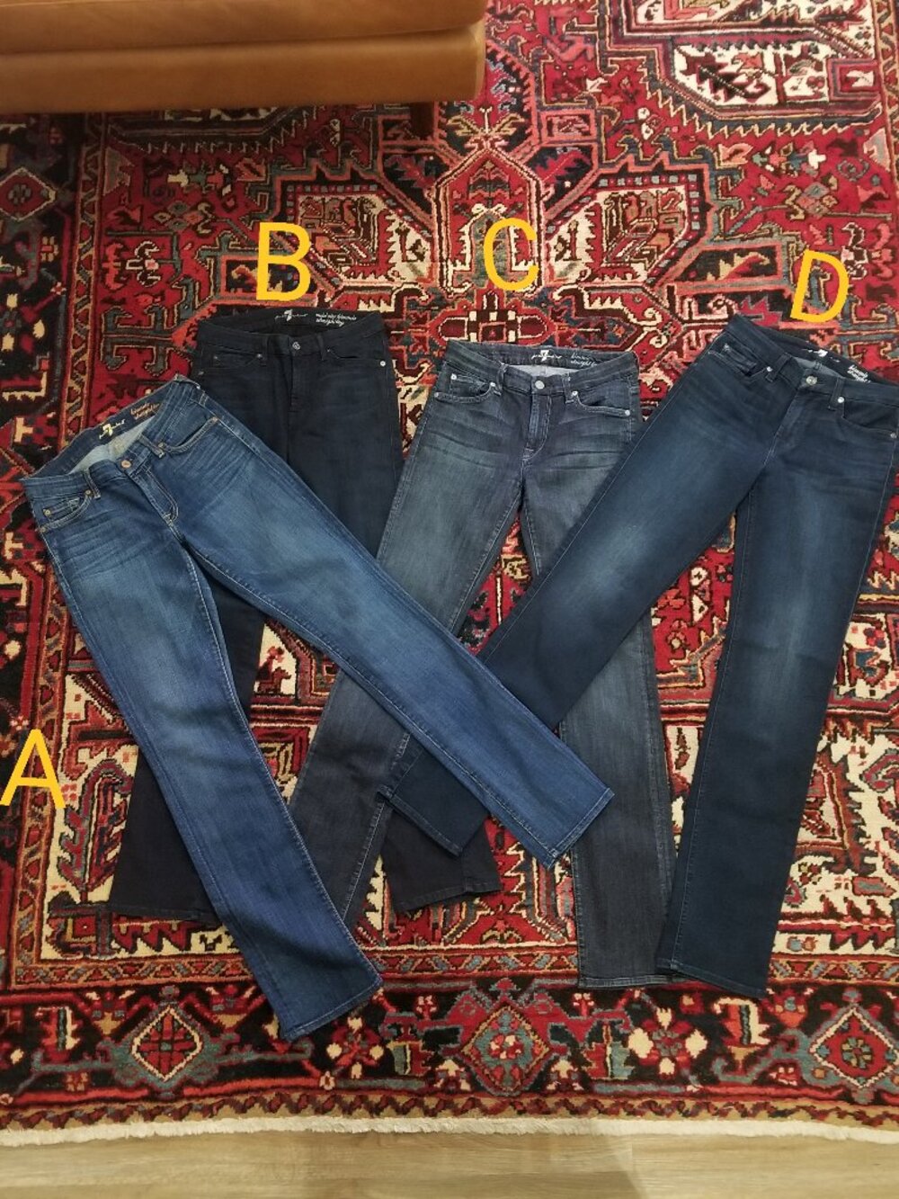 Lot - 4 Pairs of 7 For All Mankind Kimmie Straight Leg Jeans - Sz 28
